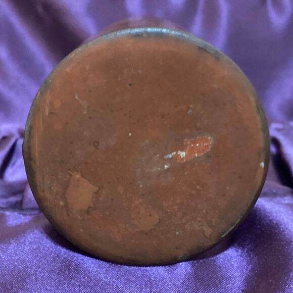 Red Orange Lacquered Asian Japanese Tea Canister Tin Crane FAIR CONDITION READ - Picture 11 of 11